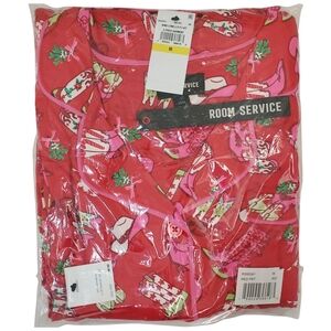 ROOM SERVICE Pajama Set Women Medium Red Holiday Western NWT